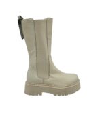 Cizme dama Bianco, piele, material textil, bej