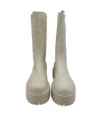 Cizme dama Bianco, piele, material textil, bej - imagine 3