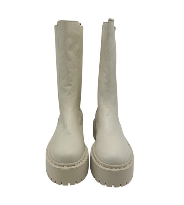 Cizme dama Bianco, piele, material textil, bej - imagine 3