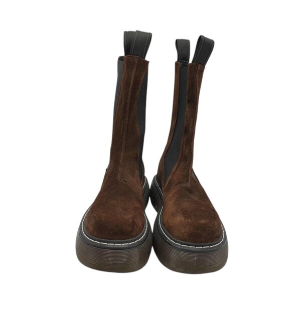 Ghete dama Last 37,  piele intoarsa , material textil, maro - imagine 3