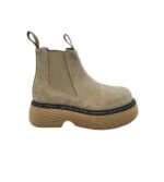 Botine dama Last 38,  piele intoarsa , material textil, bej