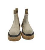 Botine dama Last 38,  piele intoarsa , material textil, bej - imagine 3