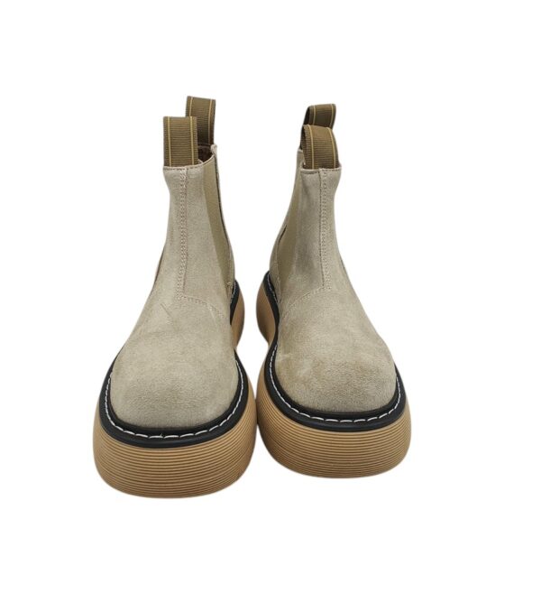 Botine dama Last 38,  piele intoarsa , material textil, bej - imagine 3