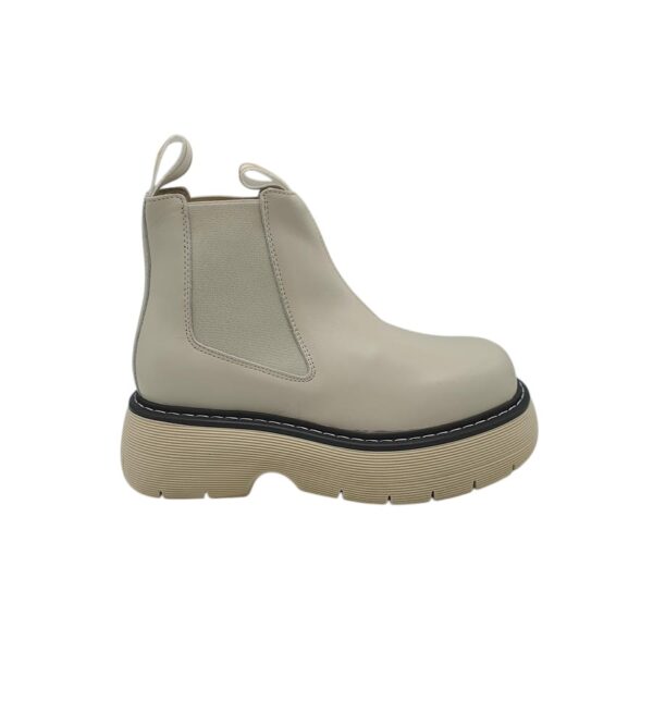 Botine dama Last 37,  piele  , material textil, crem - imagine 1