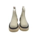 Botine dama Last 37,  piele  , material textil, crem - imagine 3