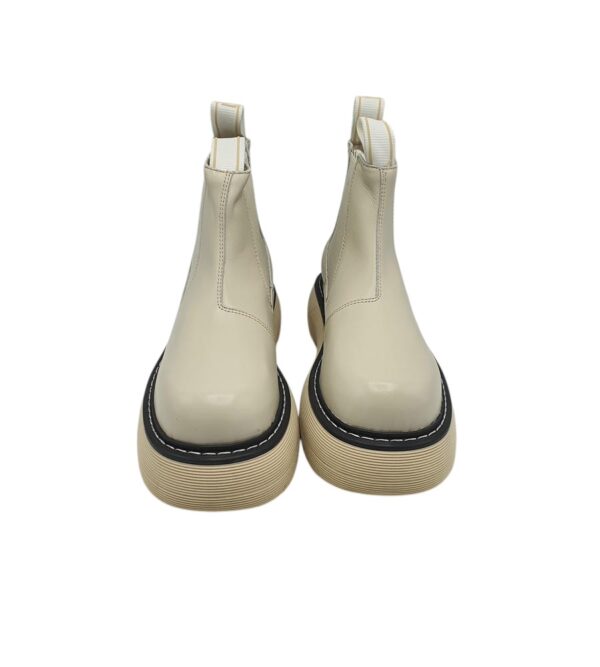 Botine dama Last 37,  piele  , material textil, crem - imagine 3