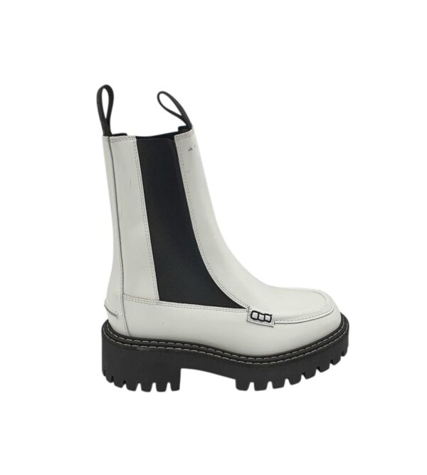 Ghete dama Last 37,  piele, material textil, alb negru - imagine 1