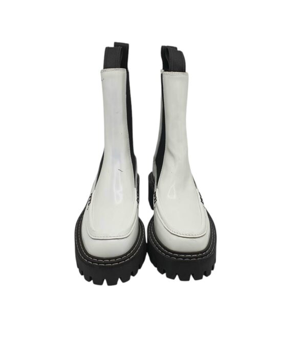 Ghete dama Last 37,  piele, material textil, alb negru - imagine 3