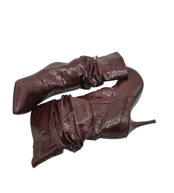 Cizme dama 37, imitatie de piele, visiniu - imagine 4
