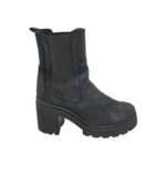 Botine dama 40, piele, imitatie de piele, negru