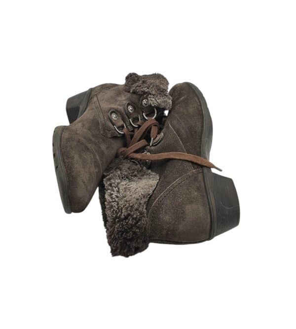Botine dama Luftpolster 37, piele intoarsa, gri - imagine 4