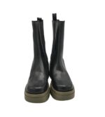 Ghete dama Bianco 37, piele, material textil, negru - imagine 3