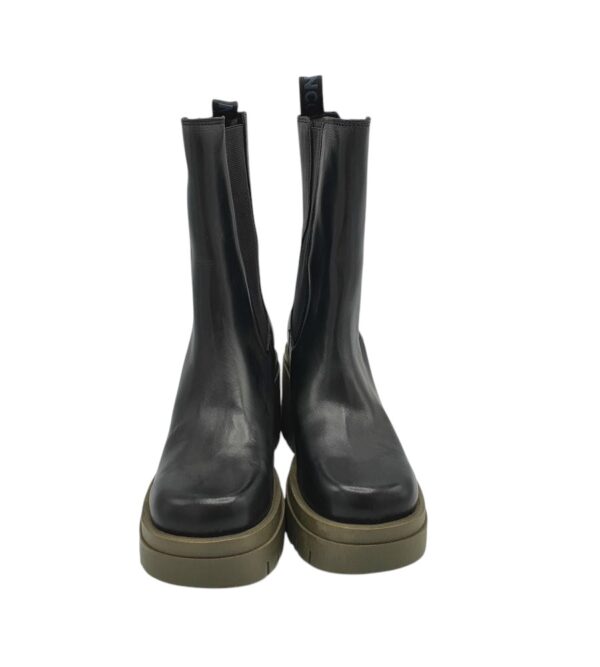 Ghete dama Bianco 37, piele, material textil, negru - imagine 3