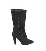 Cizme dama Gold 37, piele intoarsa, negru