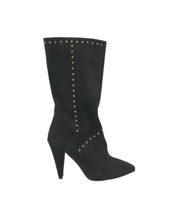 Cizme dama Gold 37, piele intoarsa, negru - imagine 1