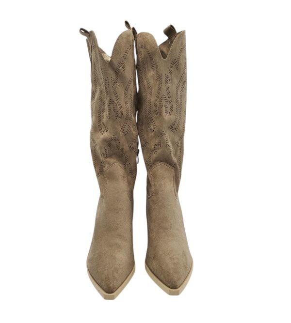 Cizme dama Ideal Shoes, 39, material textil, bej - imagine 3