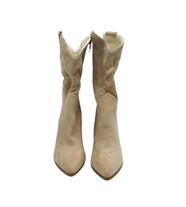 Cizme dama Ideal shoes, 38, material textil, bej - imagine 3