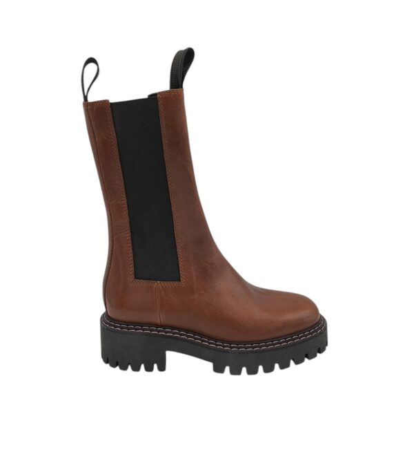 Ghete dama Last, 37, piele, material textil, maro - imagine 1