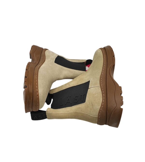 Ghete dama Last, 37, piele intoarsa, material textil, bej - imagine 4