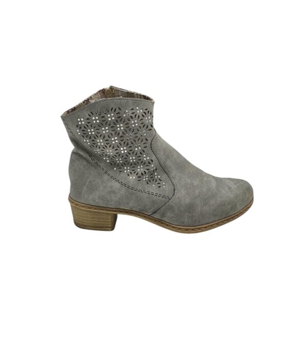 Botine dama Rieker 38, imitatie de piele, gri - imagine 1