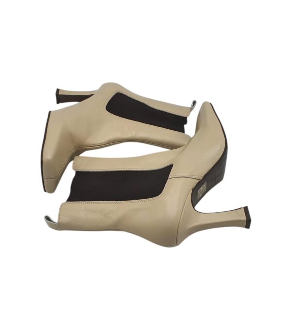 Cizme dama Gold 37, piele, material textil, bej - imagine 4