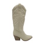 Cizme dama 37, imitatie de piele, crem
