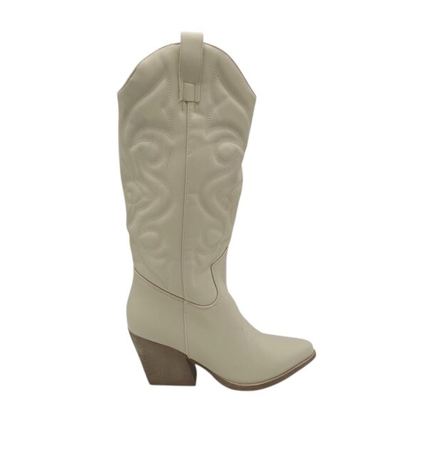 Cizme dama 37, imitatie de piele, crem - imagine 1