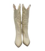 Cizme dama 37, imitatie de piele, crem - imagine 3