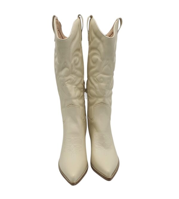 Cizme dama 37, imitatie de piele, crem - imagine 3