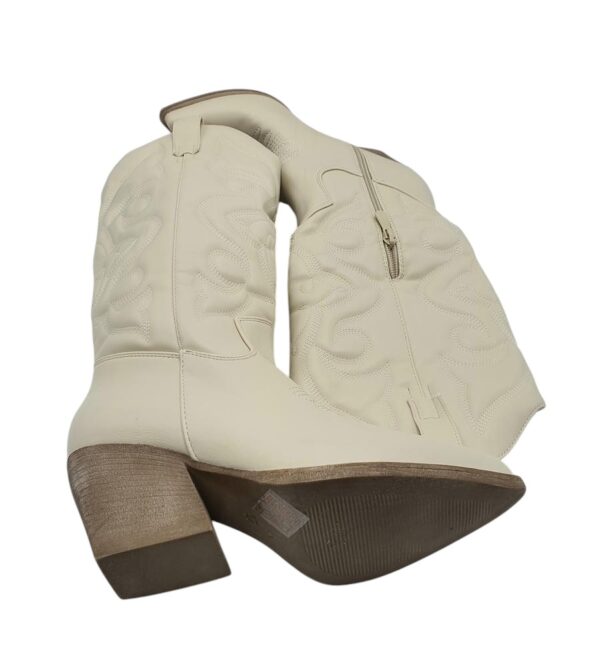 Cizme dama 37, imitatie de piele, crem - imagine 4
