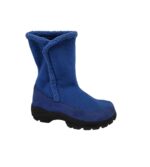 Cizme dama Land's End 41, piele intoarsa, material textil, albastru , imblanite