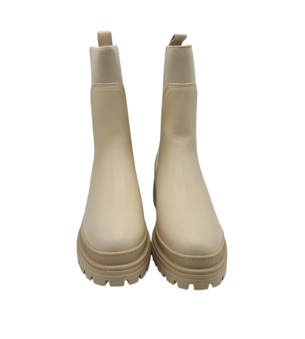 Botine dama  38, imitație de piele, material textil, bej - imagine 3