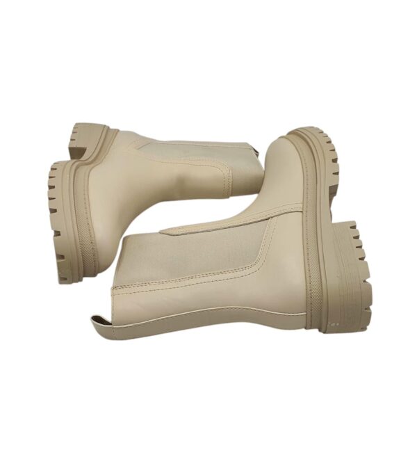 Botine dama  38, imitație de piele, material textil, bej - imagine 4