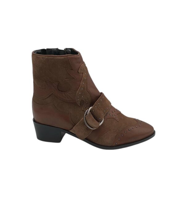Botine dama Bronx 38, piele, piele intoarsa, maro - imagine 1