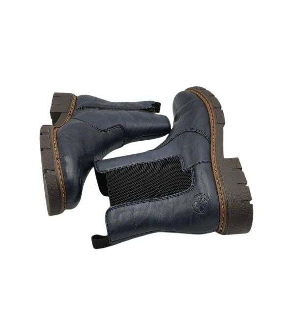 Ghete dama Rieker 39, imitație de piele, material textil, albastru, imblanite - imagine 4