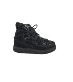 Ghete dama Funky Shoes, 38, material textil, negru, captusite