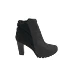 Botine dama 39, imitație de piele, material textil, negru