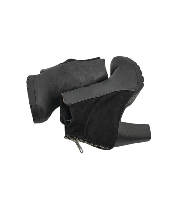 Botine dama 39, imitație de piele, material textil, negru - imagine 4