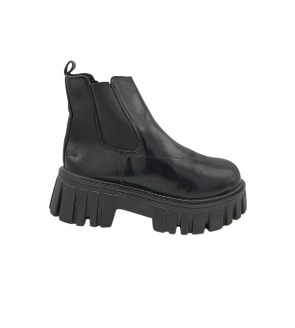 Botine dama 38, imitatie de piele, material textil, negru - imagine 1
