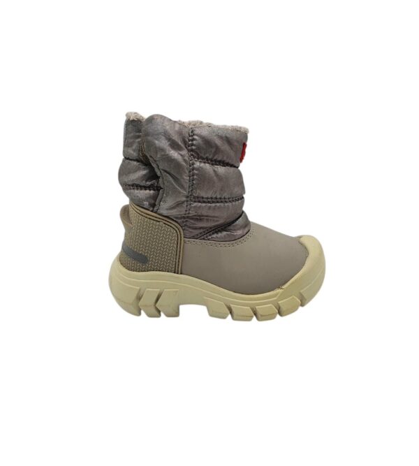 Cizme copii Hunter 24,material textil, piele, gri, imblanite - imagine 1