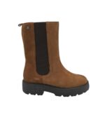 Ghete dama Carmela 40,  piele intoarsa, material textil, maro