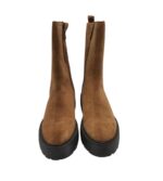 Ghete dama Carmela 40,  piele intoarsa, material textil, maro - imagine 3