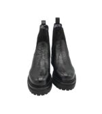 Ghete dama Lazamani 37, piele, material textil, negru - imagine 3