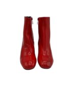 Botine dama 39, imitație de piele, rosu - imagine 3