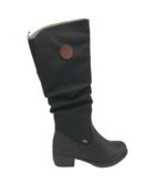 Cizme dama Rieker, 40, imitație de piele, negru, imblanite