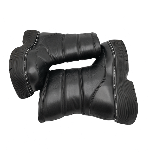Cizme dama Last 37,  piele, negru, imblanite - imagine 2