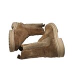 Ghete dama Harbour 38, piele intoarsa, material textil, bej - imagine 4