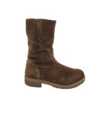 Cizme dama 39, piele intoarsa, maro, imblanite