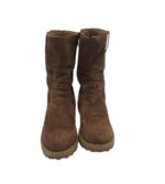 Cizme dama 39, piele intoarsa, maro, imblanite - imagine 3