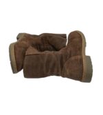 Cizme dama 39, piele intoarsa, maro, imblanite - imagine 4